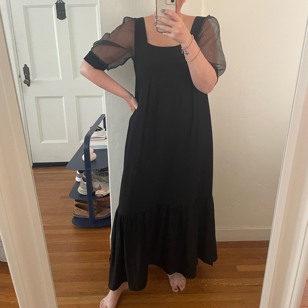 Zara Maxi Dress with Tulle Sleeves